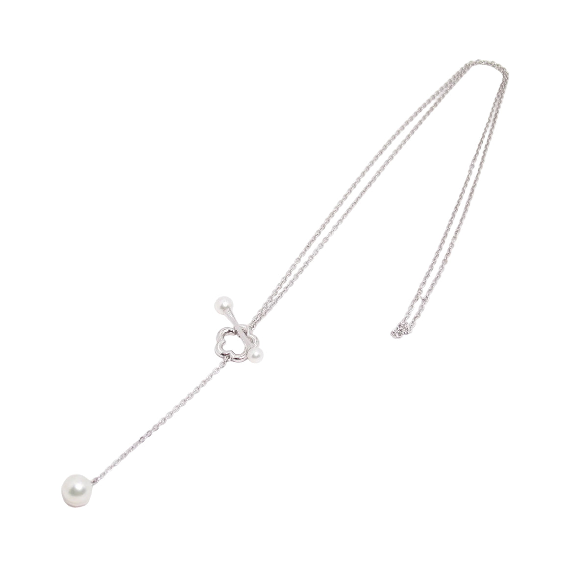Mikimoto Vintage Akoya Pearl and Flower T-Bar Y-Necklace