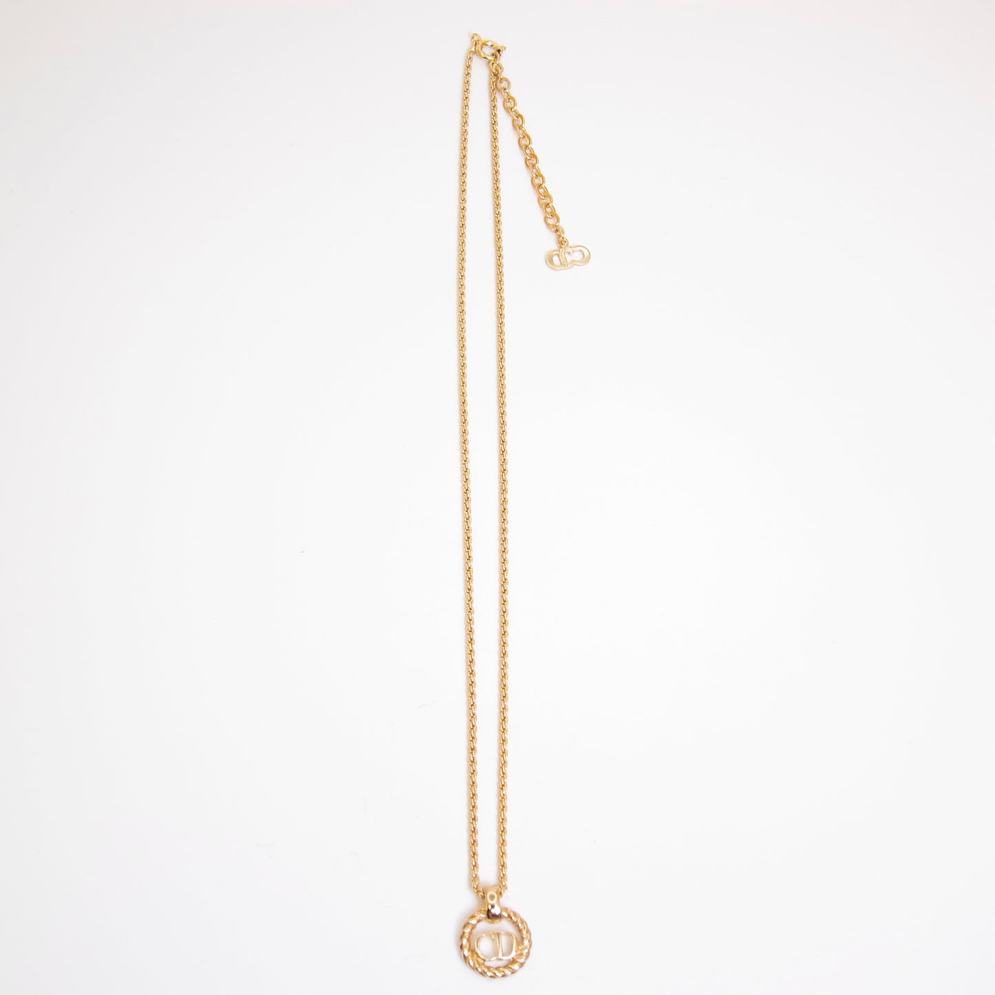 Christian Dior 復古 CD 標誌扭紋金色項鍊