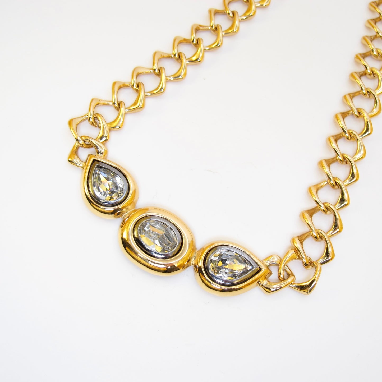 Yves Saint Laurent Vintage Rhinestone Motif Golden Necklace