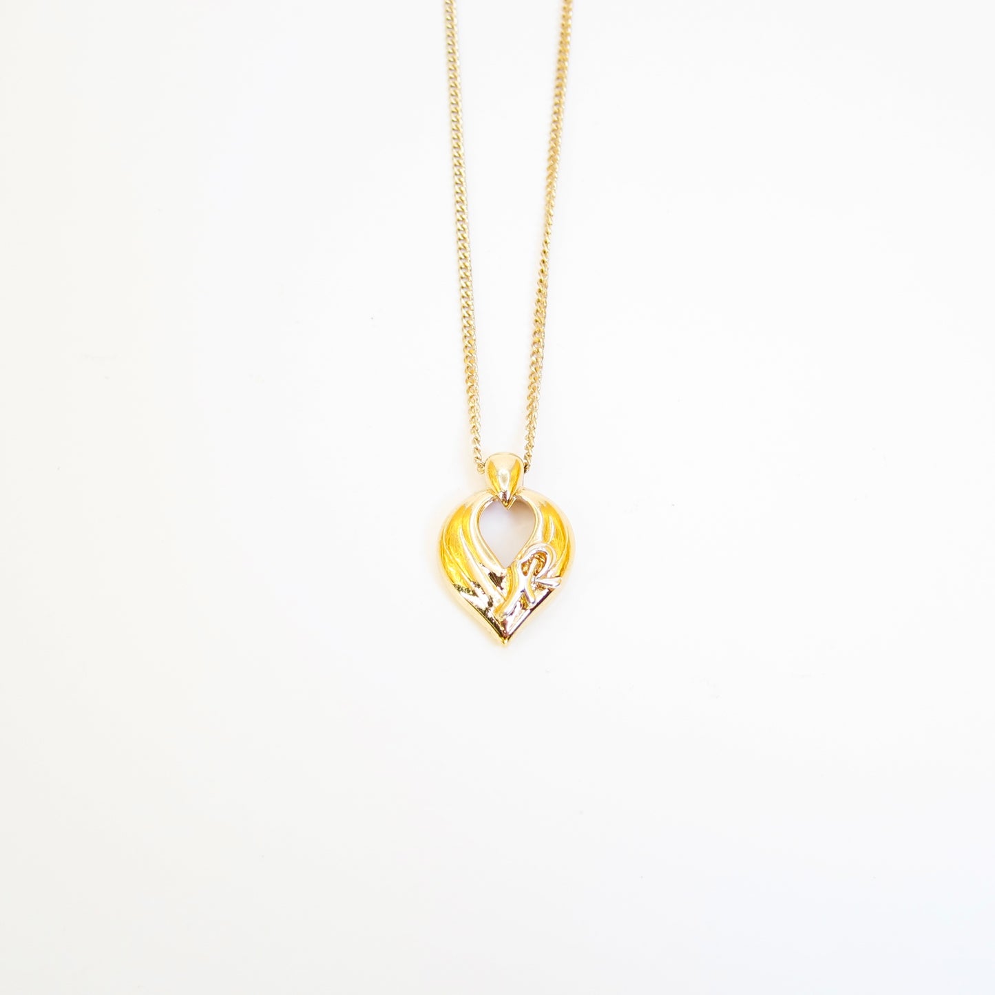 Nina Ricci Vintage NR Logo on Spade Shape Golden Necklace