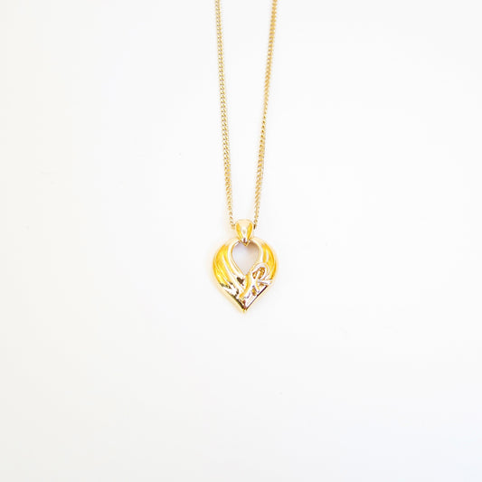 Nina Ricci Vintage NR Logo on Spade Shape Golden Necklace