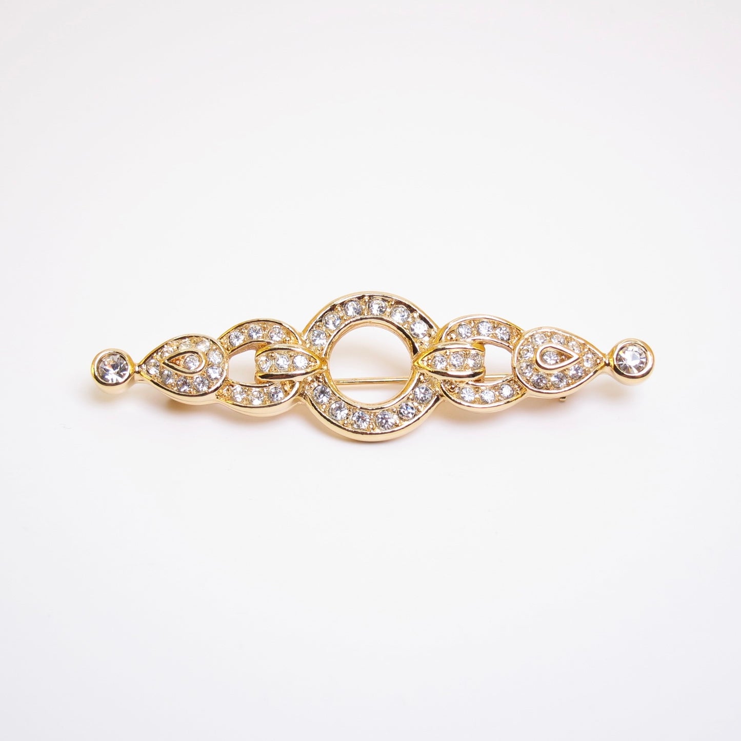 Christian Dior Vintage Rhinestone Geometric Bar Brooch