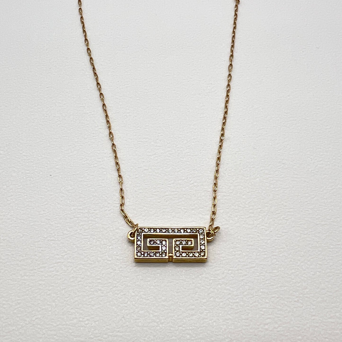 Givenchy Vintage GG Logo with Rhinestone Golden Necklace