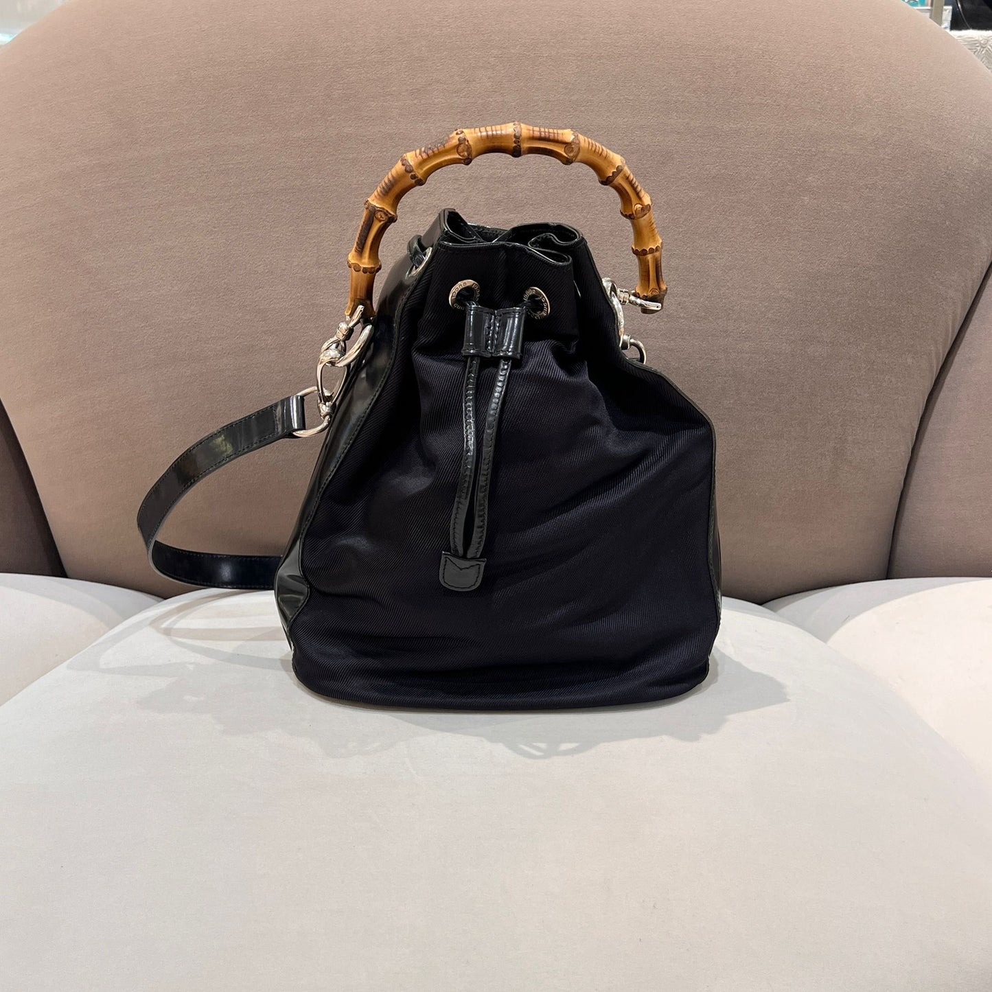 Gucci 復古竹柄兩用水桶包