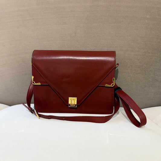 Cartier Vintage Golden Double C Buckle Must Line Shoulder Bag