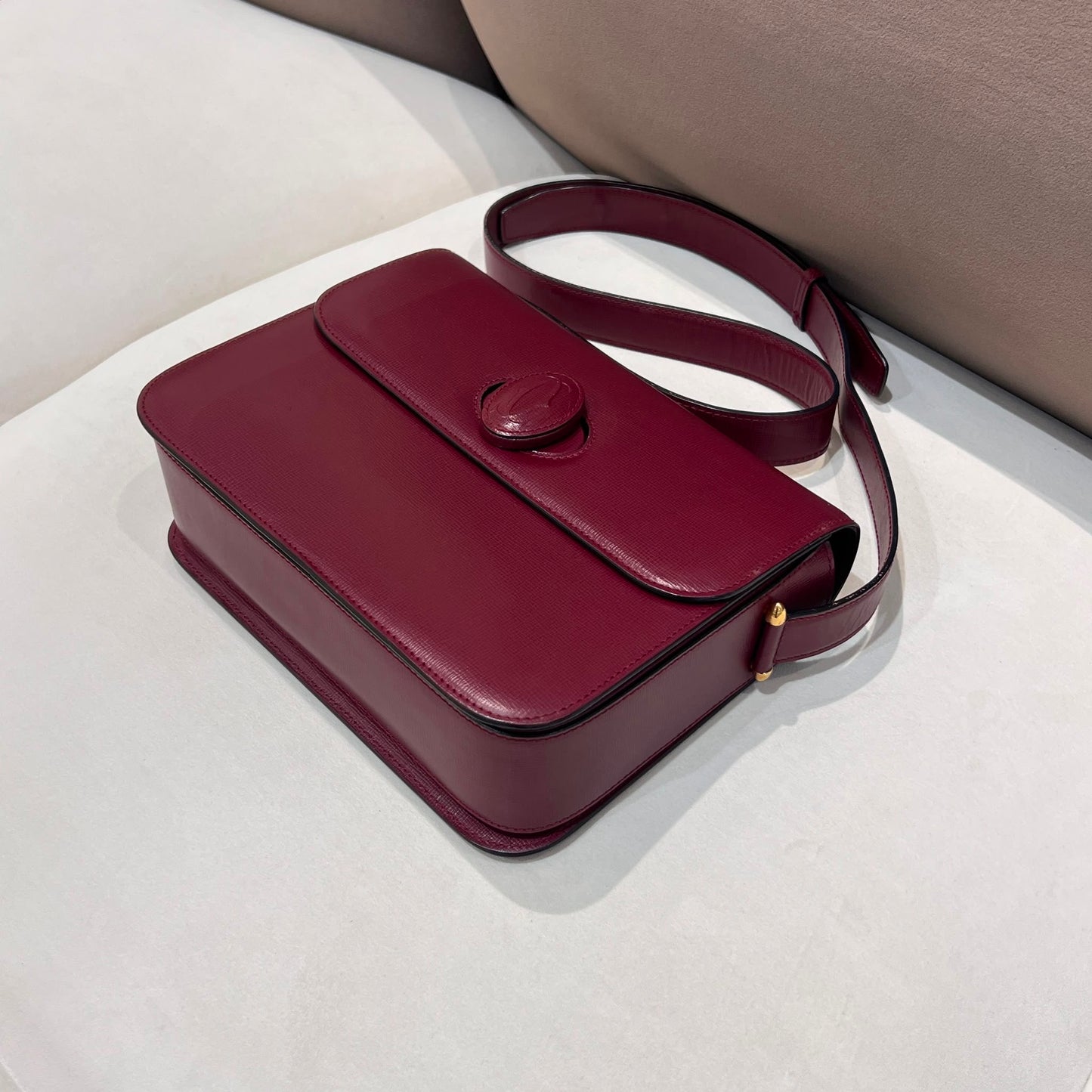 Cartier Vintage C De Cartier Bordeaux Leather Shoulder Bag