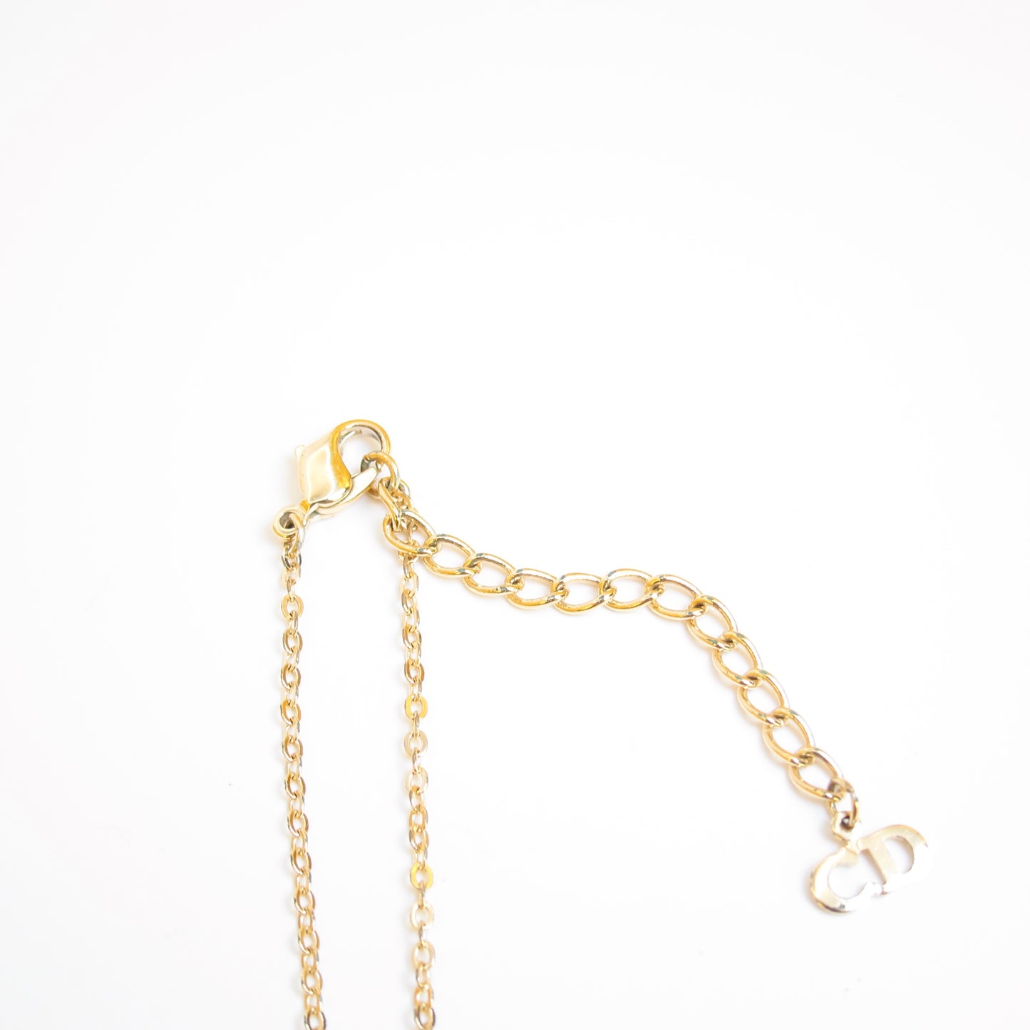 Christian Dior Vintage Dior Logo in Heart with Rhinestone Golden Necklace