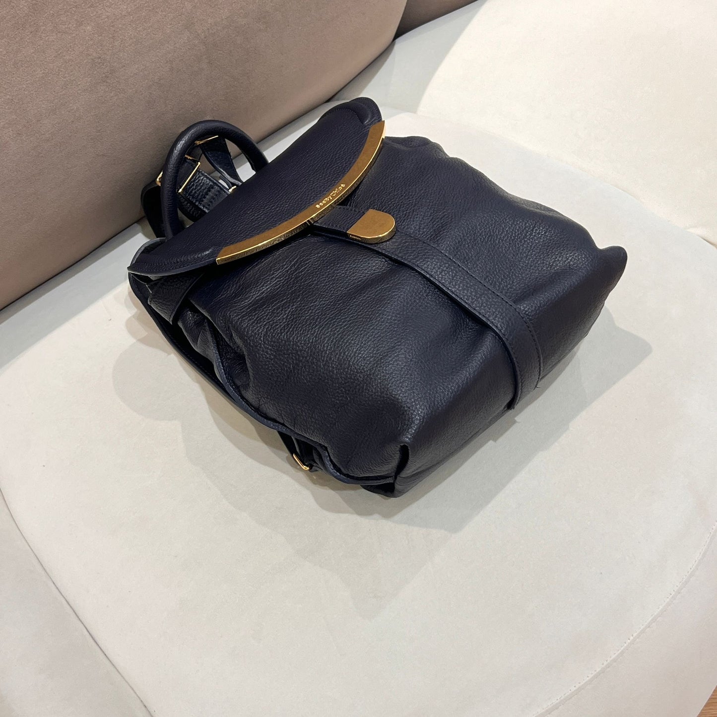 See By Chloé Vintage Black Leather Curved Hardware Backpack