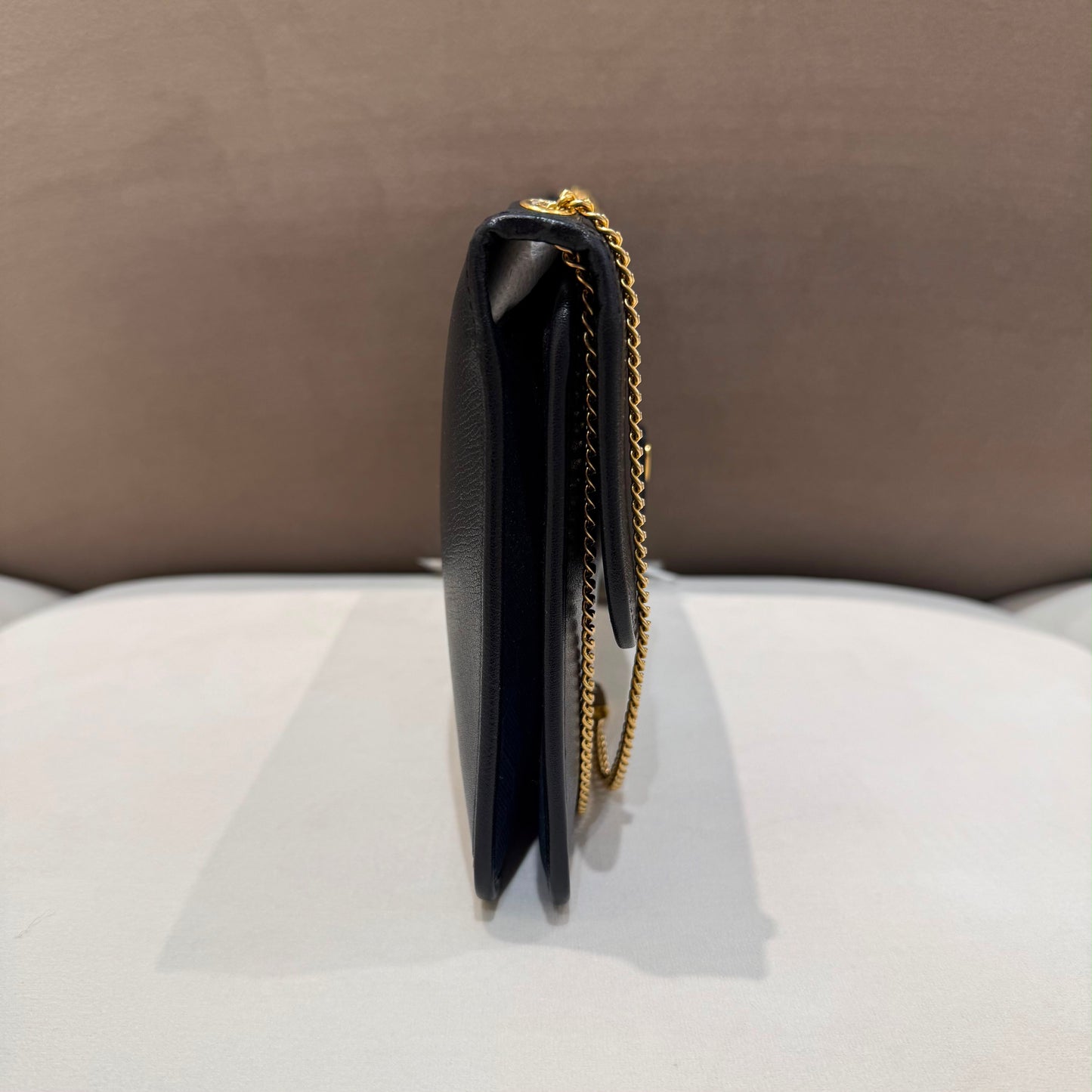 Christian Dior Vintage Black Leather Chain Shoulder Bag