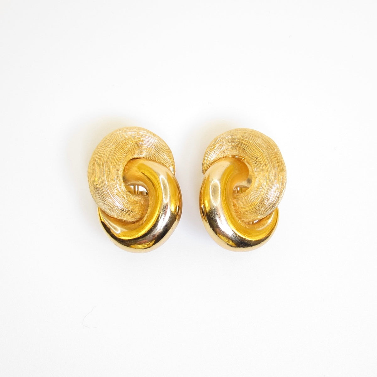 Christian Dior Vintage Twisted Half-Hoop Gold-Tone Clip-On Earrings