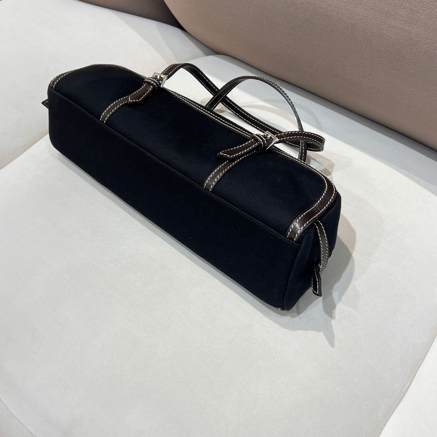 Burberry Blue Label Vintage Black Canvas Slim Shoulder Bag
