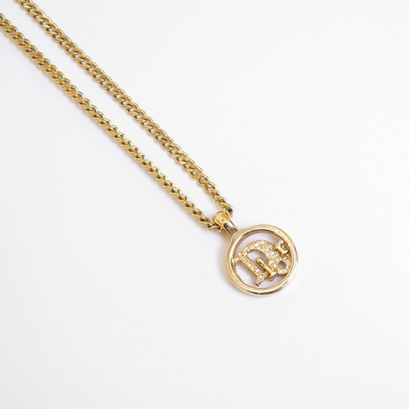 Christian Dior Vintage Dior Logo in Circle Golden Necklace
