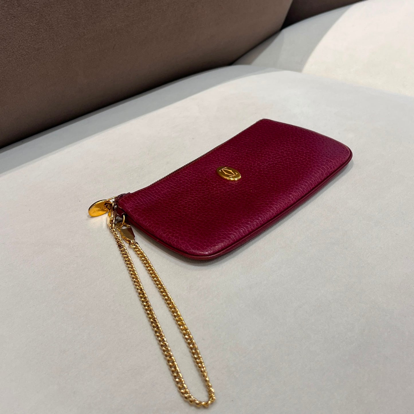 Cartier Vintage Zipped Bordeaux Leather Pouch