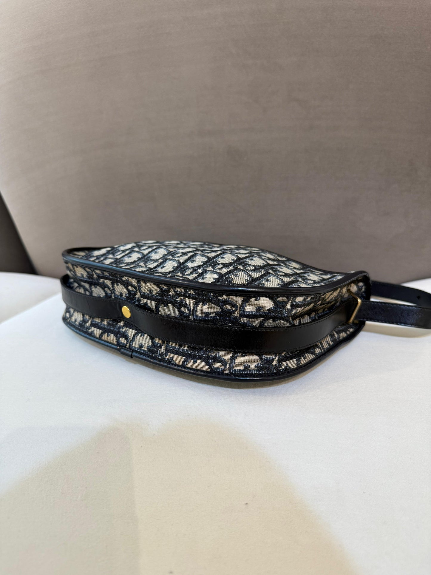 Christian Dior Vintage Trotter Monogram Navy Canvas Shoulder Bag