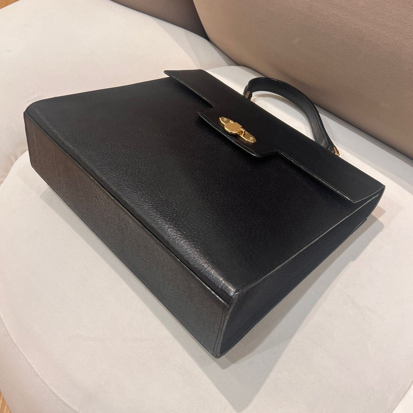 Valentino Garavani Vintage Smooth Leather Black Top Handle Handbag