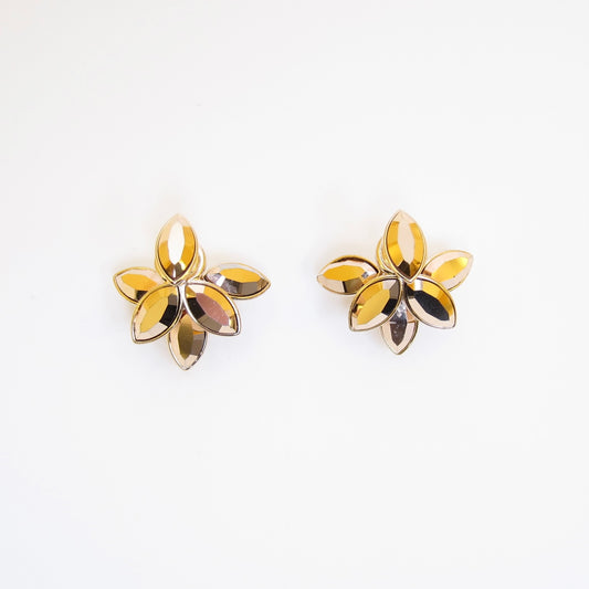 Christian Dior Vintage Mise En Dior Tribale Golden Flower Petal Earrings