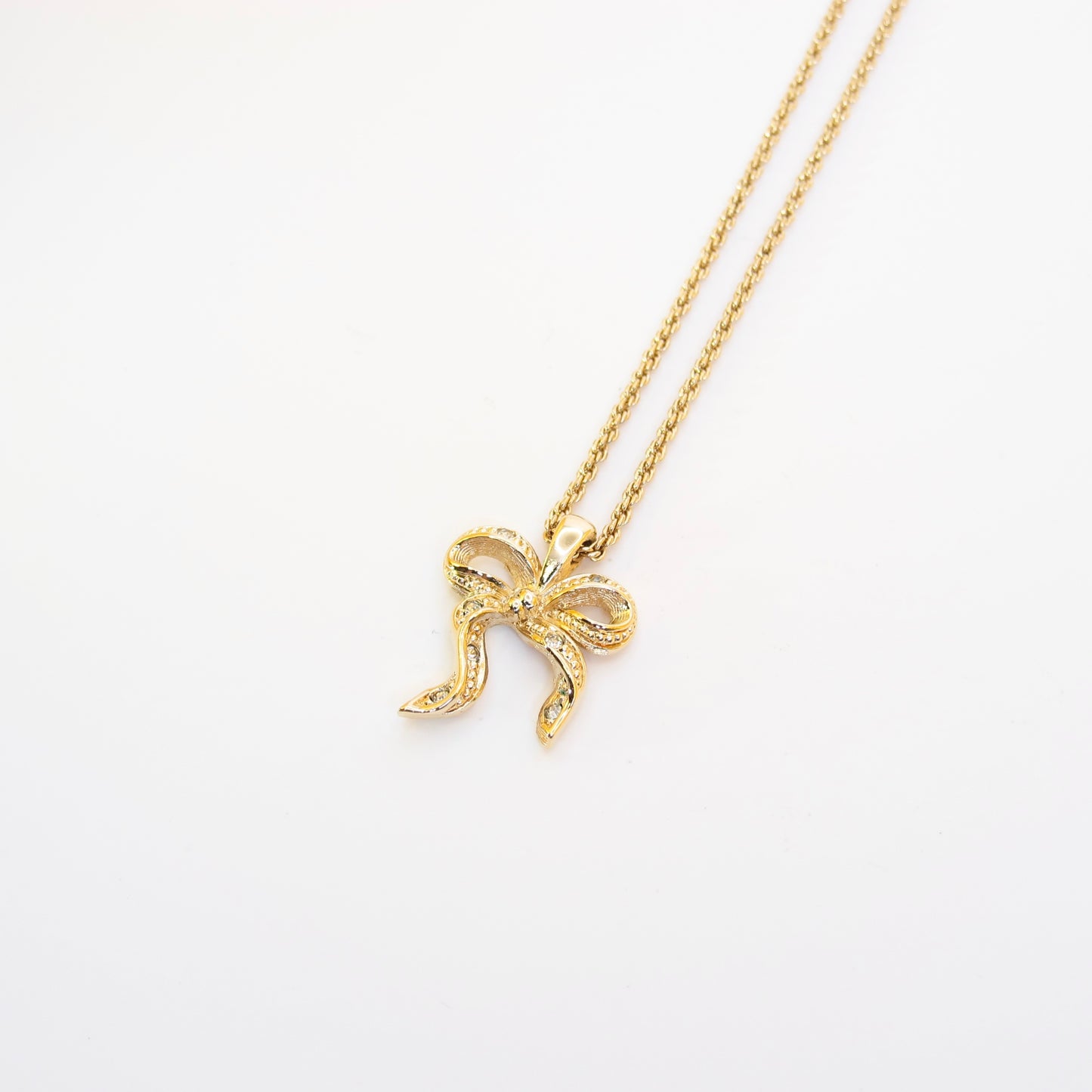 Christian Dior Vintage Ribbon with Rhinestone Golden Necklace