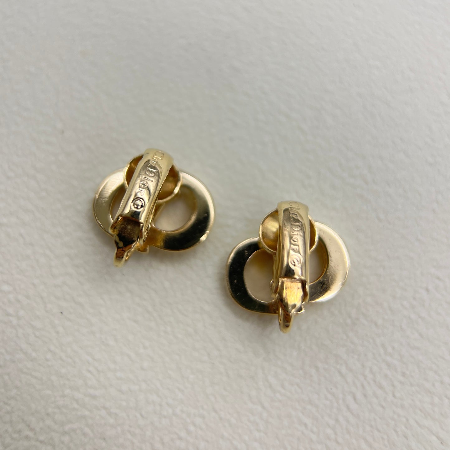 Christian Dior Vintage CD Logo Golden Clip-on Earrings