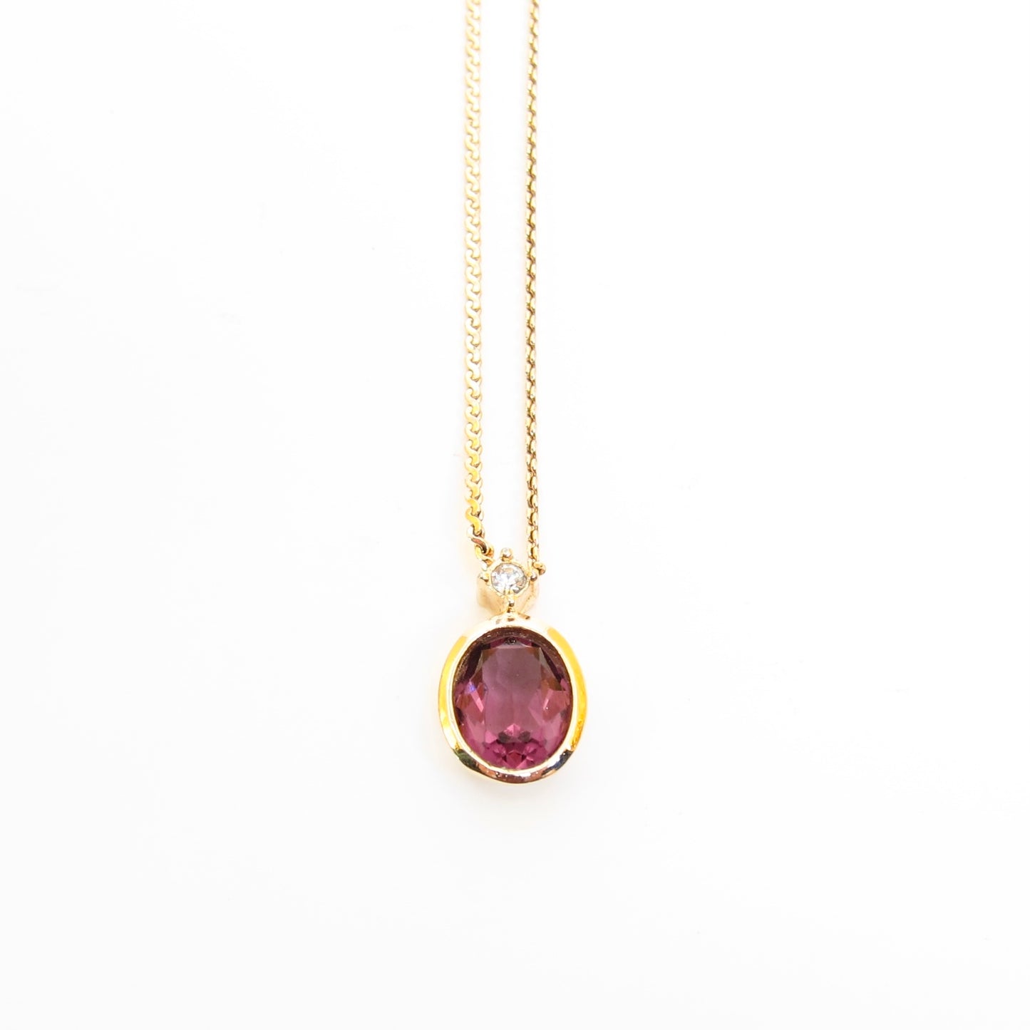 Christian Dior Vintage Plum Color Stone Golden Necklace