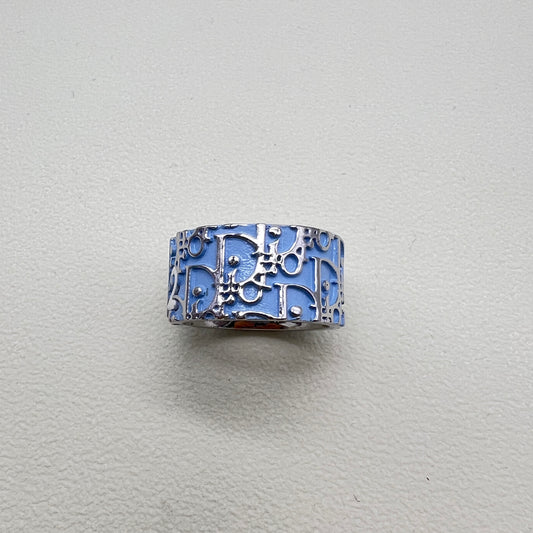 Christian Dior Vintage Blue and Silver Tortter Ring #12