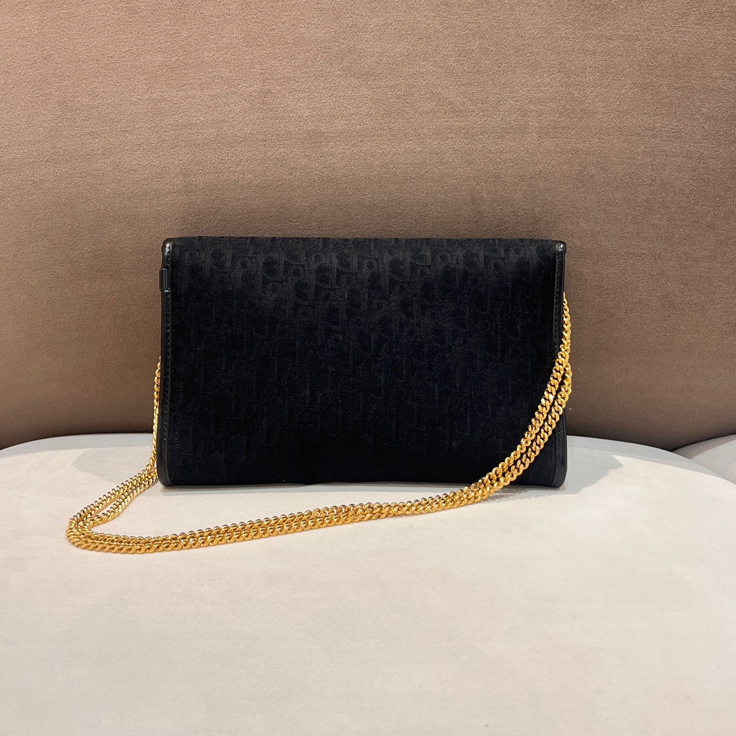 Christian Dior Vintage Navy Leather Chain Shoulder Bag