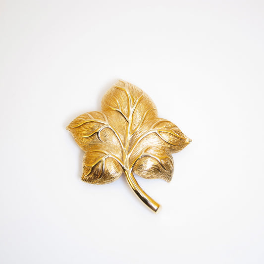 Christian Dior Vintage Leaf Motif Golden Brooch
