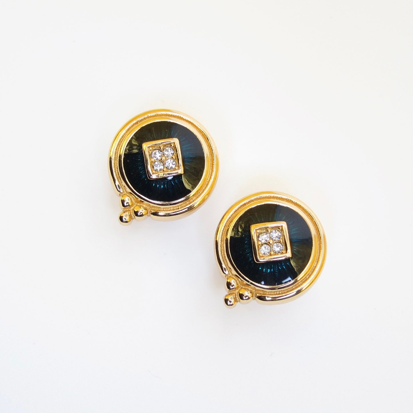 Burberry Vintage Green & Gold-Tone Clip-On Earrings