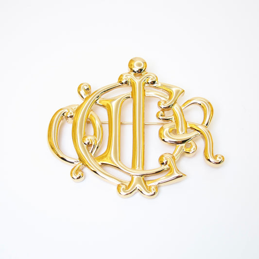 Christian Dior Vintage Dior Logo Golden Brooch