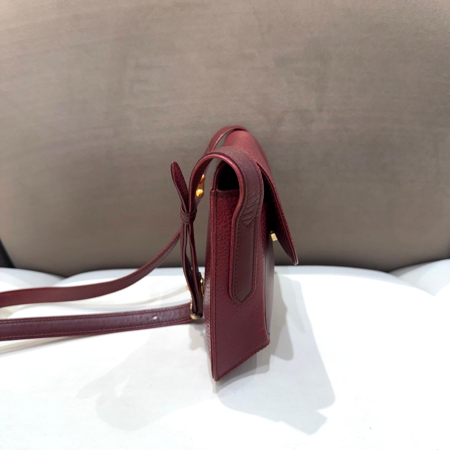 Cartier Must Line Vintage Bordeaux Leather Shoulder Bag
