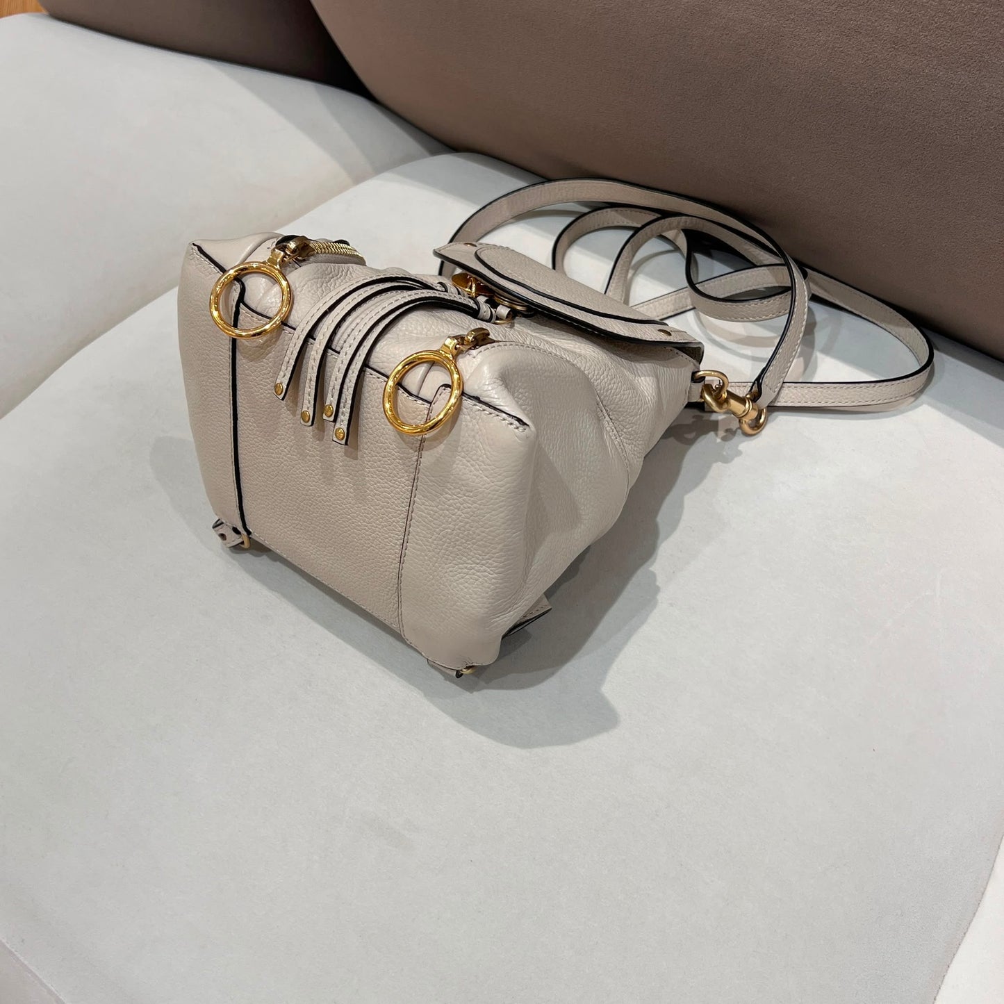 See By Chloé Vintage Ivory Leather Drawstring Backpack