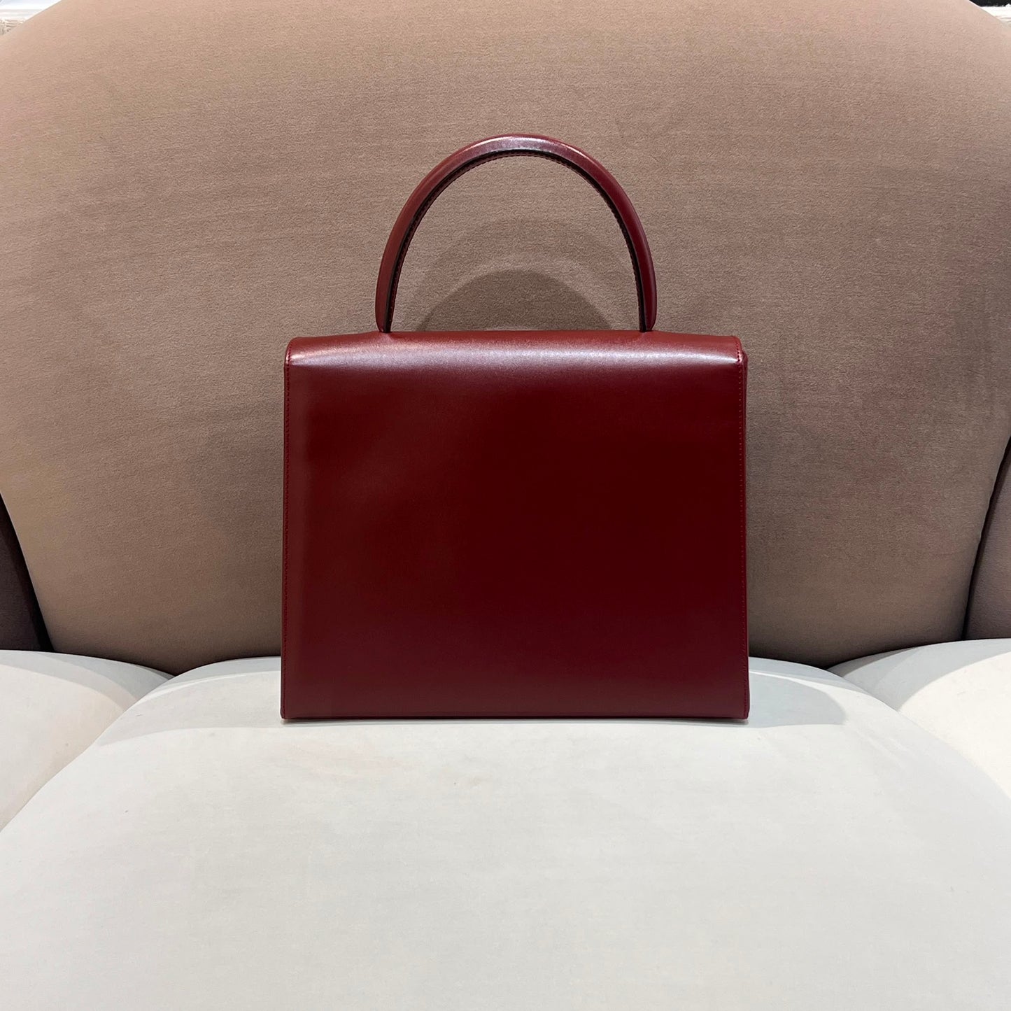 Cartier Vintage Must De Cartier Bordeaux Leather Top Handle Handbag