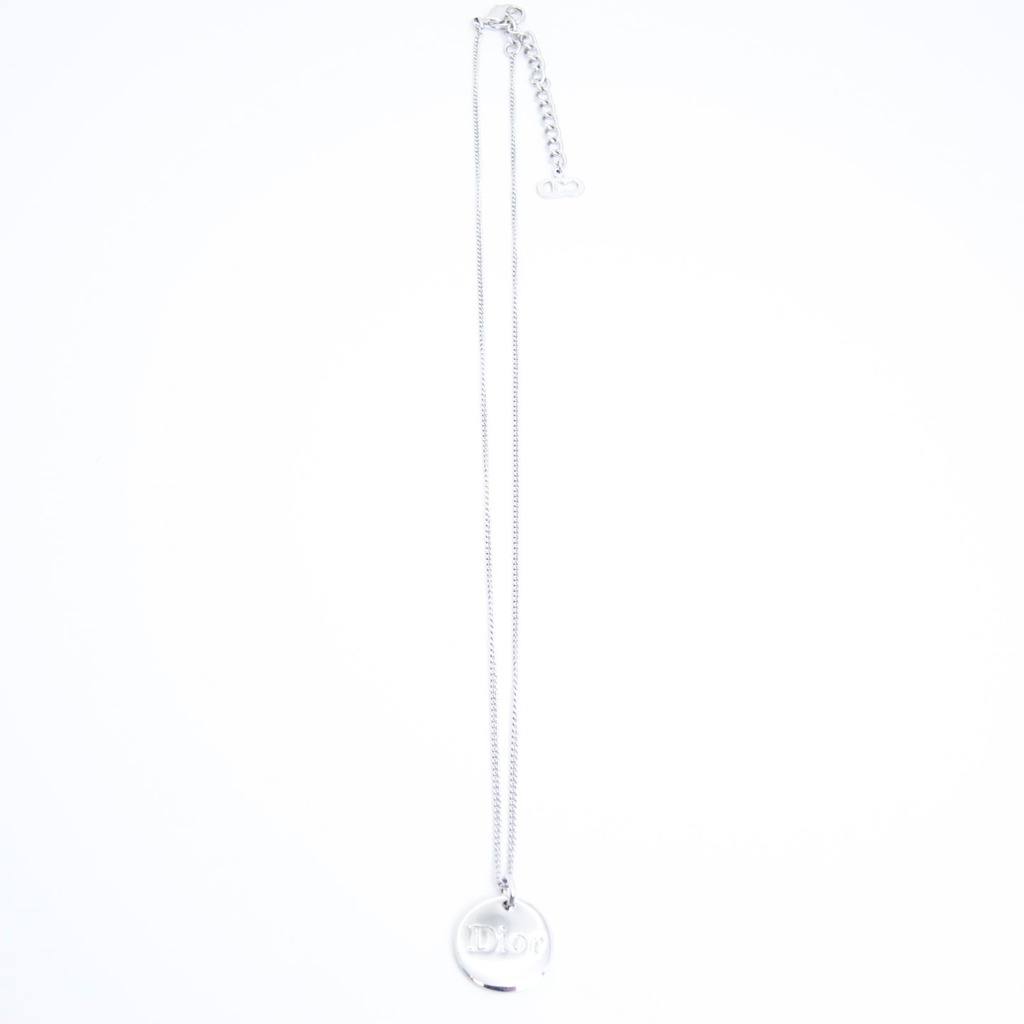 Christian Dior Vintage Dior Logo in Round Shape Silver Necklace