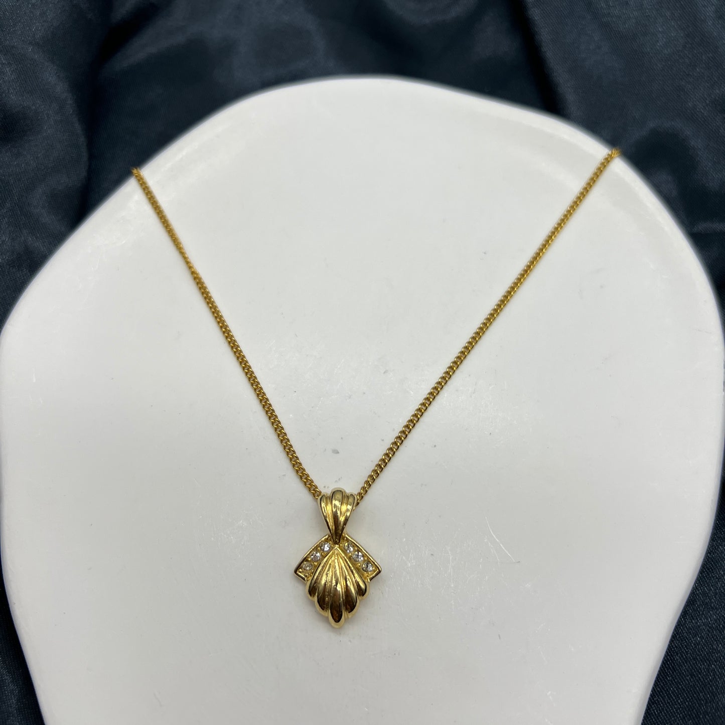 Christian Dior Vintage Golden Pendant with Rhinestone Necklace