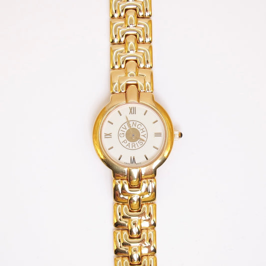 Givenchy Vintage Round White Face Golden Watch