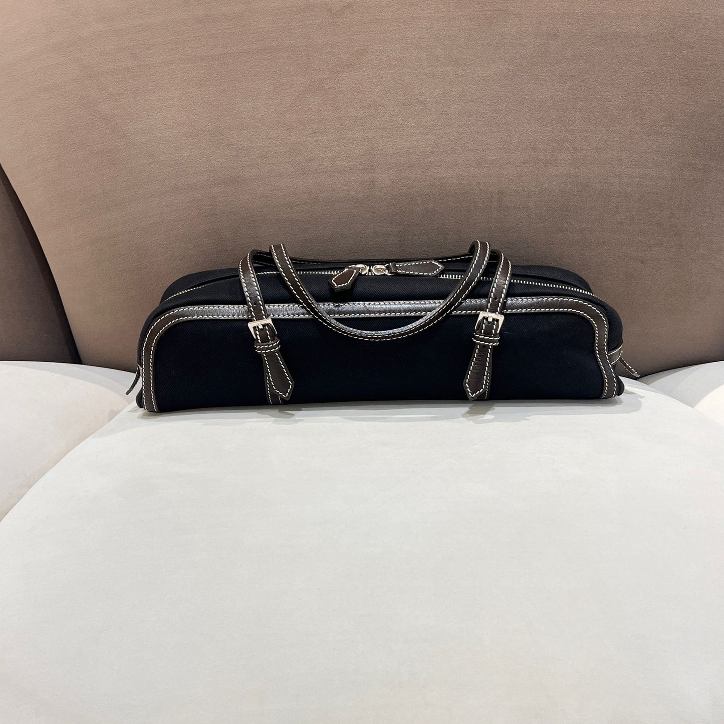 Burberry Blue Label Vintage Black Canvas Slim Shoulder Bag