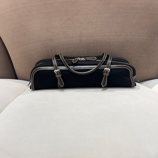 Burberry Blue Label Vintage Black Canvas Slim Shoulder Bag