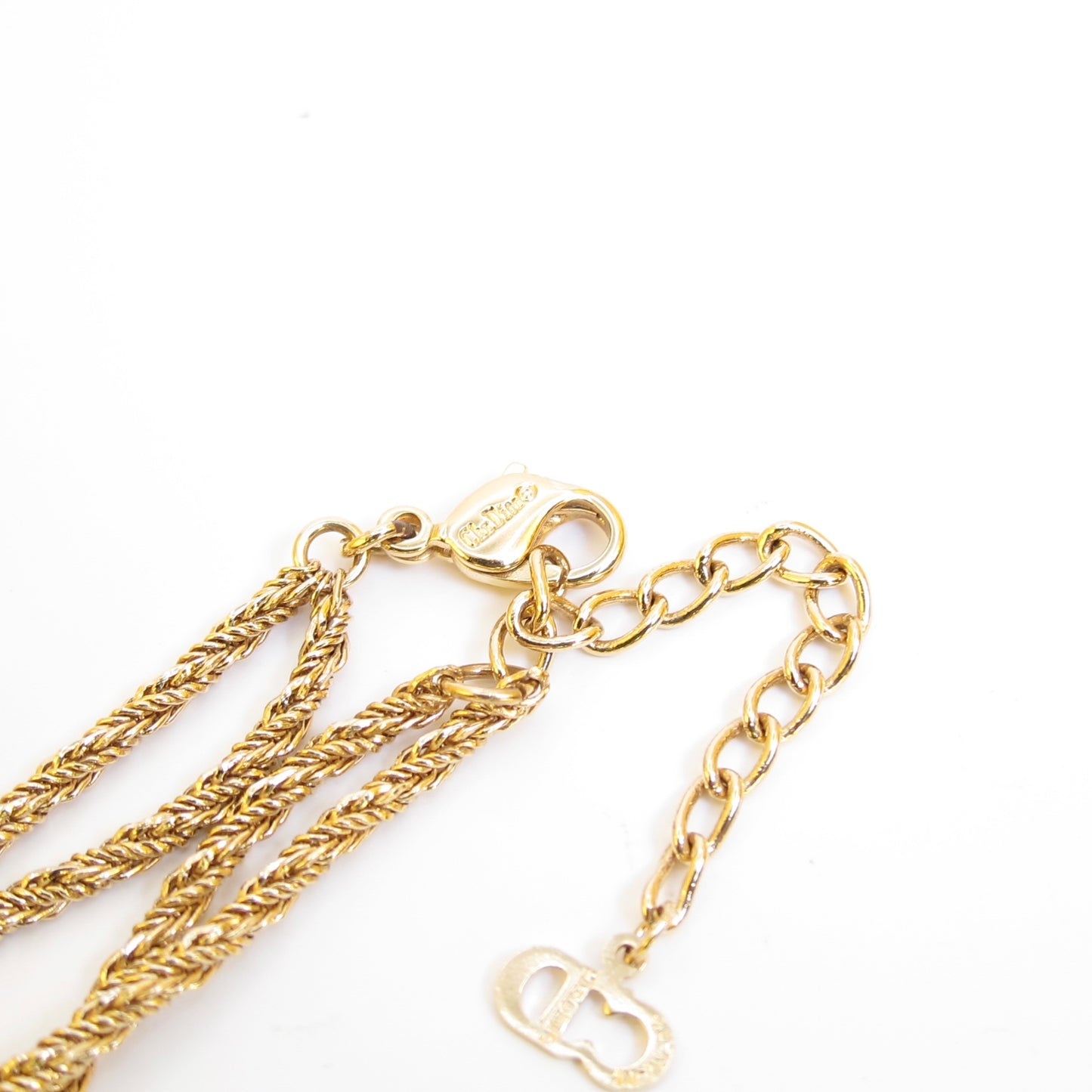 Christian Dior Vintage Flower Motif with Pearl and Rhinestone Golden Necklace