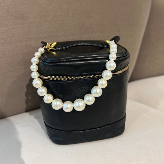 Chanel Vintage Bicolore Black Lambskin Vanity Bag