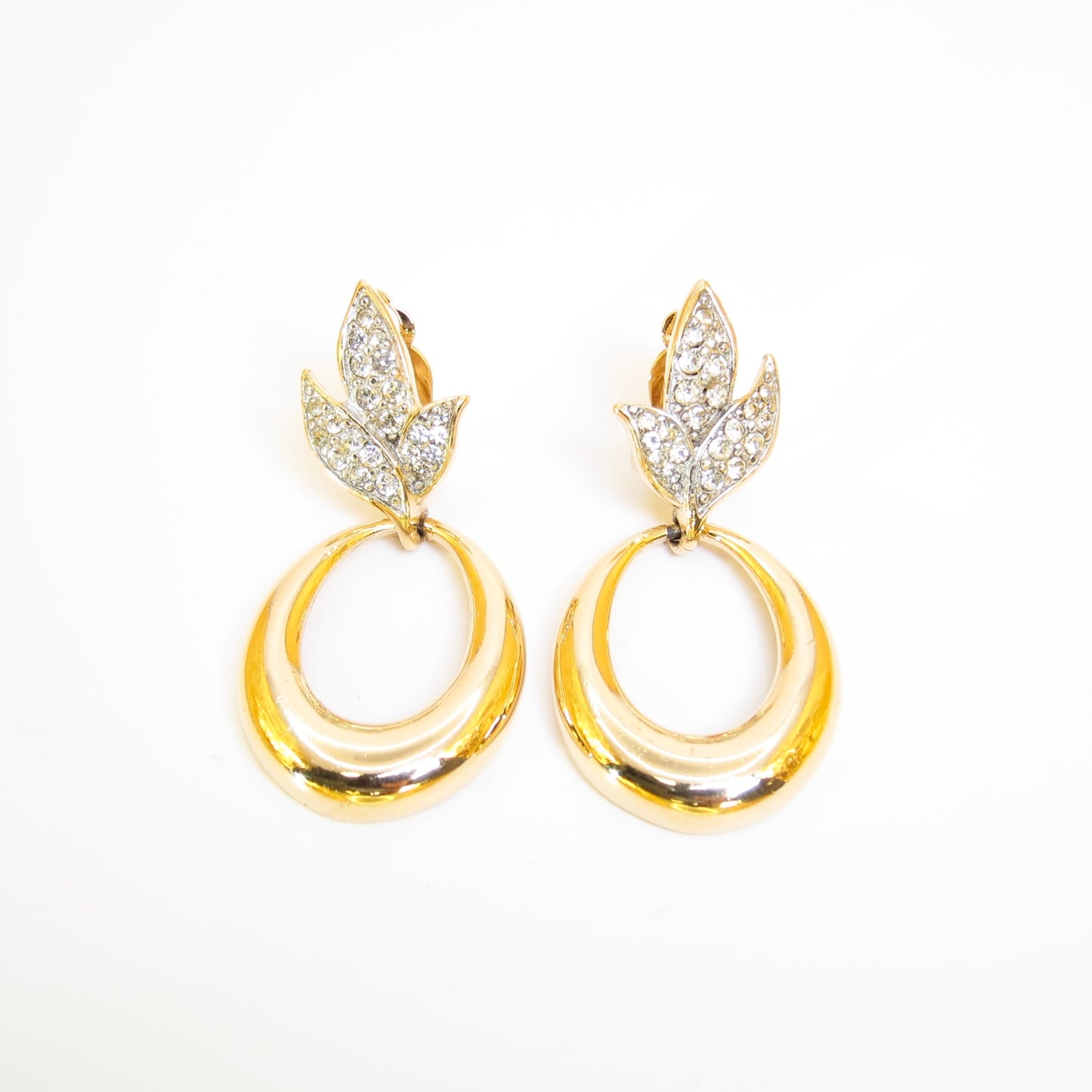 Givenchy Vintage Rhinestone Golden Clip-on Earrings