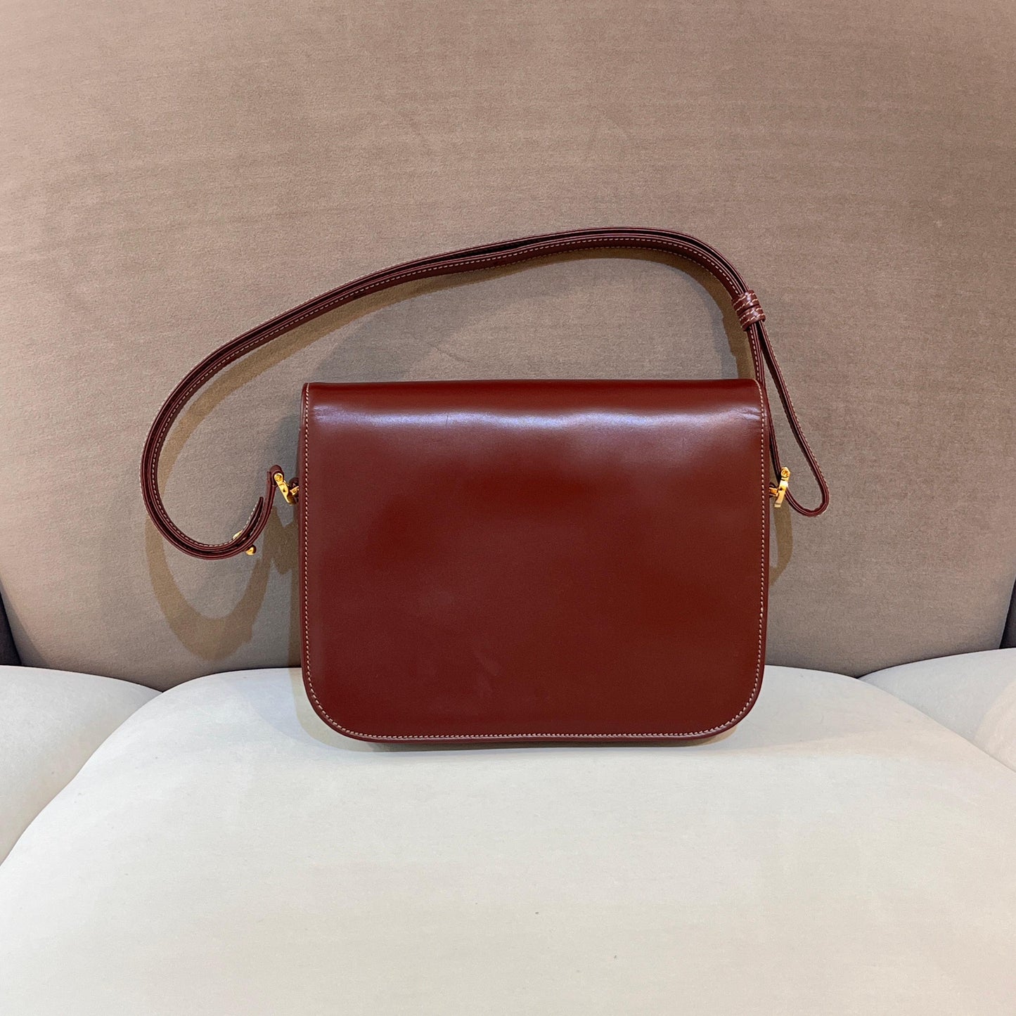 Cartier Vintage Mast Line Bordeaux Leather Shoulder Bag