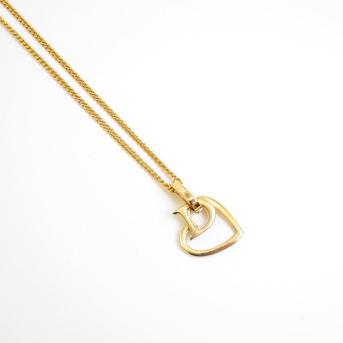 Christian Dior Vintage Open Heart D Logo Gold-Tone Necklace, 43cm