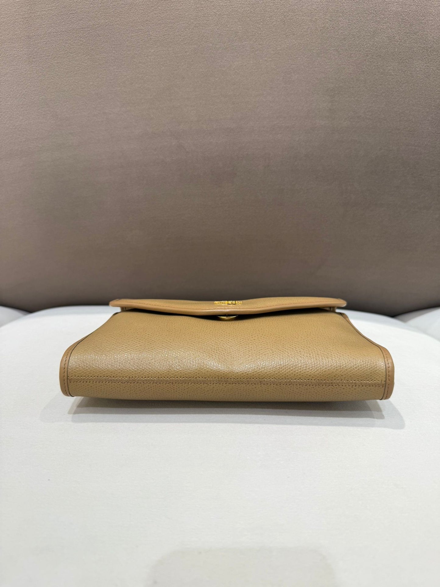 Christian Dior Vintage Beige Leather Logo Chain Shoulder Bag