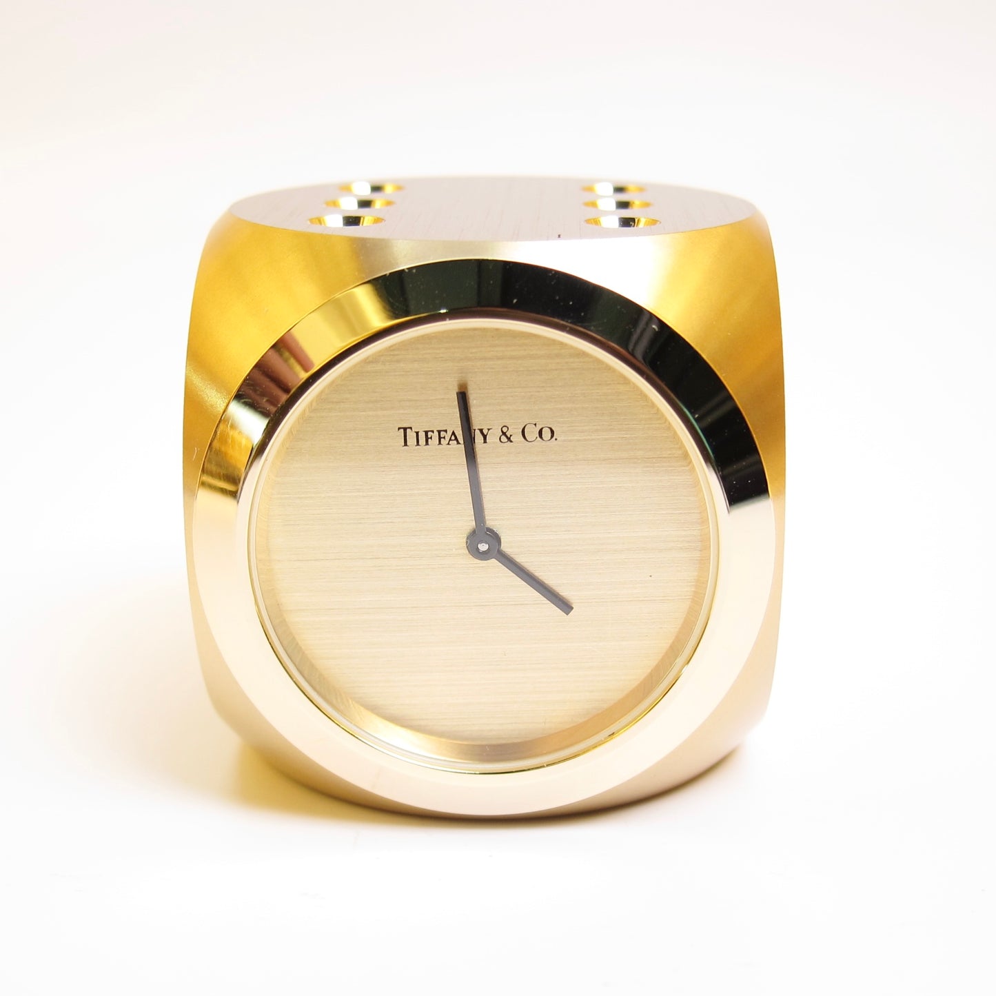 Tiffany Vintage Dice Golden Table Clock