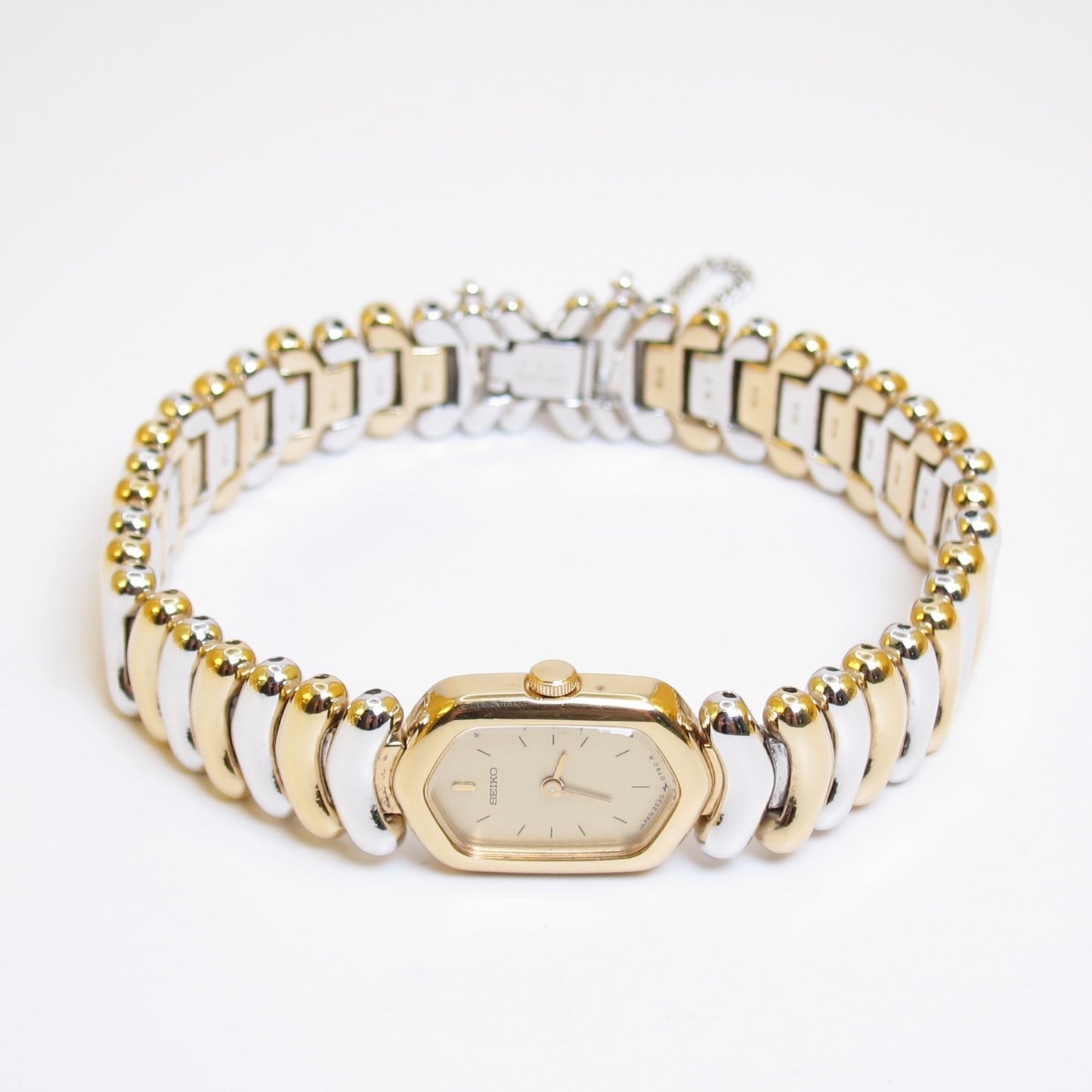 Seiko Vintage Hexagon Two Tone Wavy Bracelet Watch