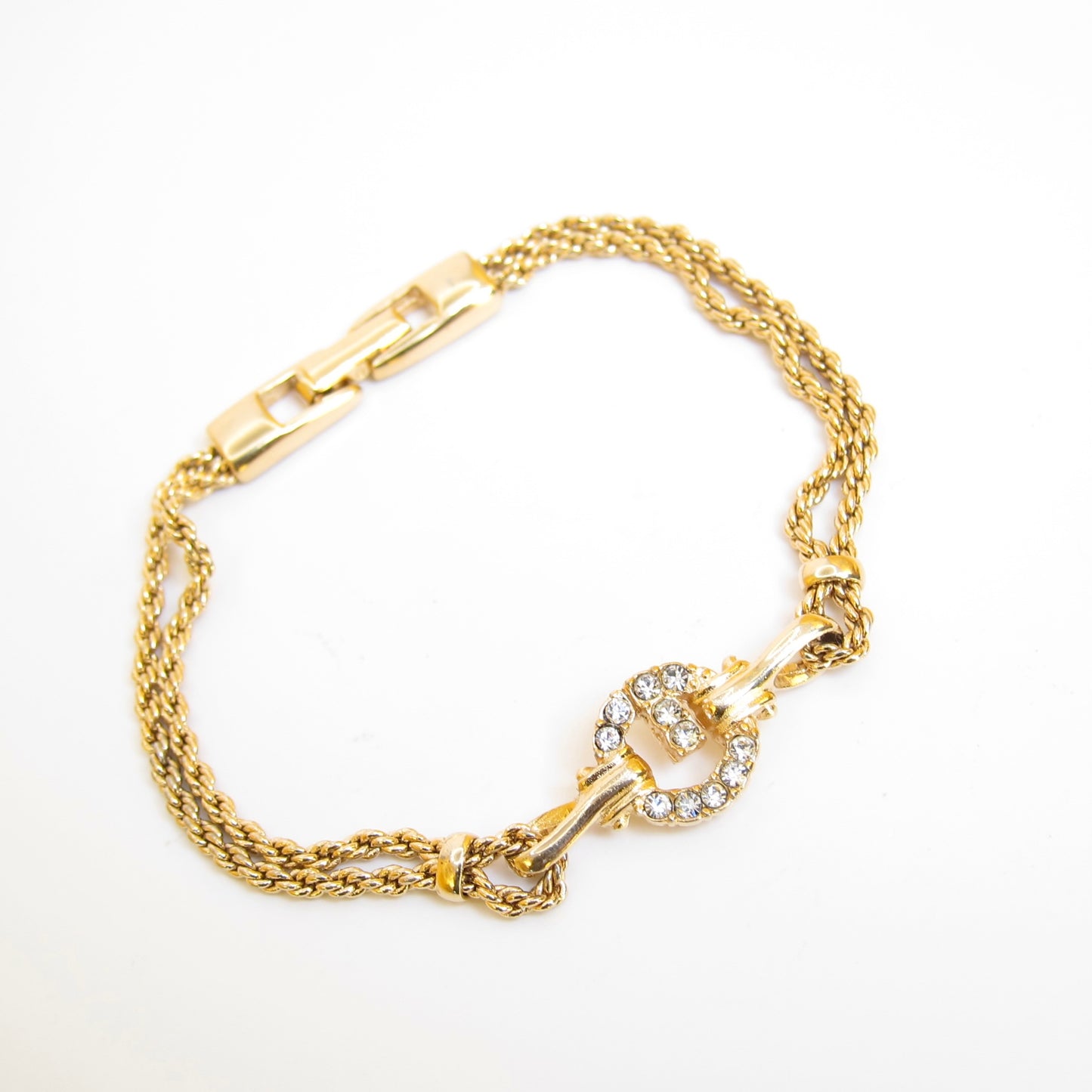 Givenchy Vintage G Logo with Rhinestone Golden Bracelet