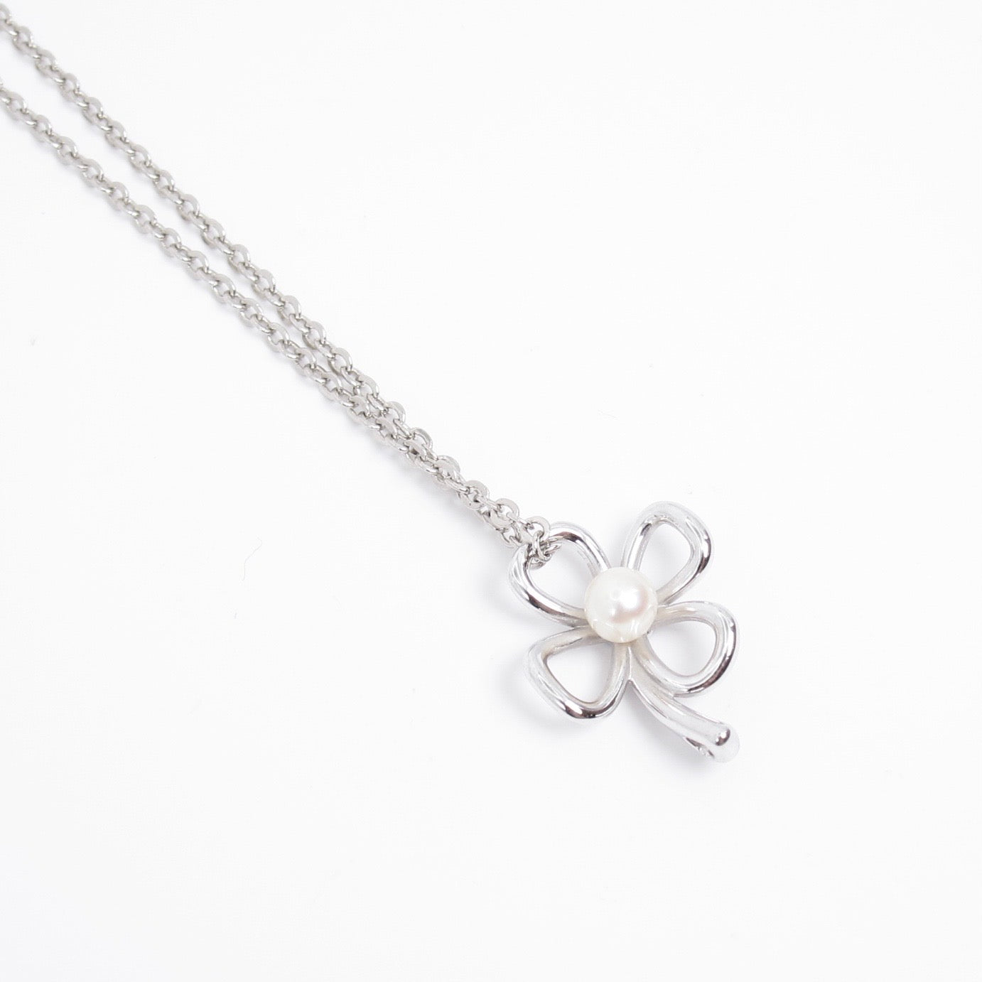 Tasaki Vintage Flower with Pearl Silver Necklace