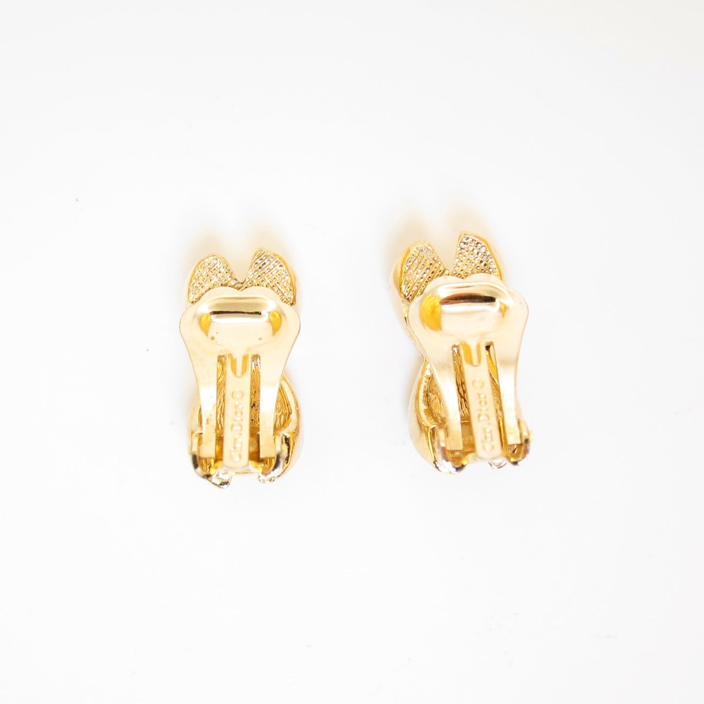 Christian Dior Vintage Cross with Rhinestone Golden Clip-on Earrings