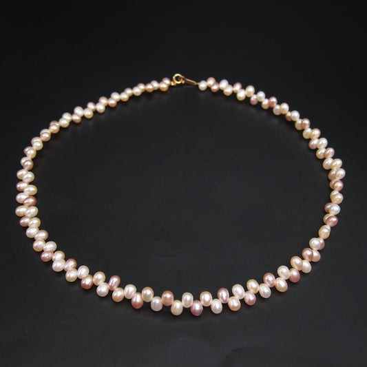 No Brand Vintage Multi Color Freshwater Pearl with K18 Clasp Necklace