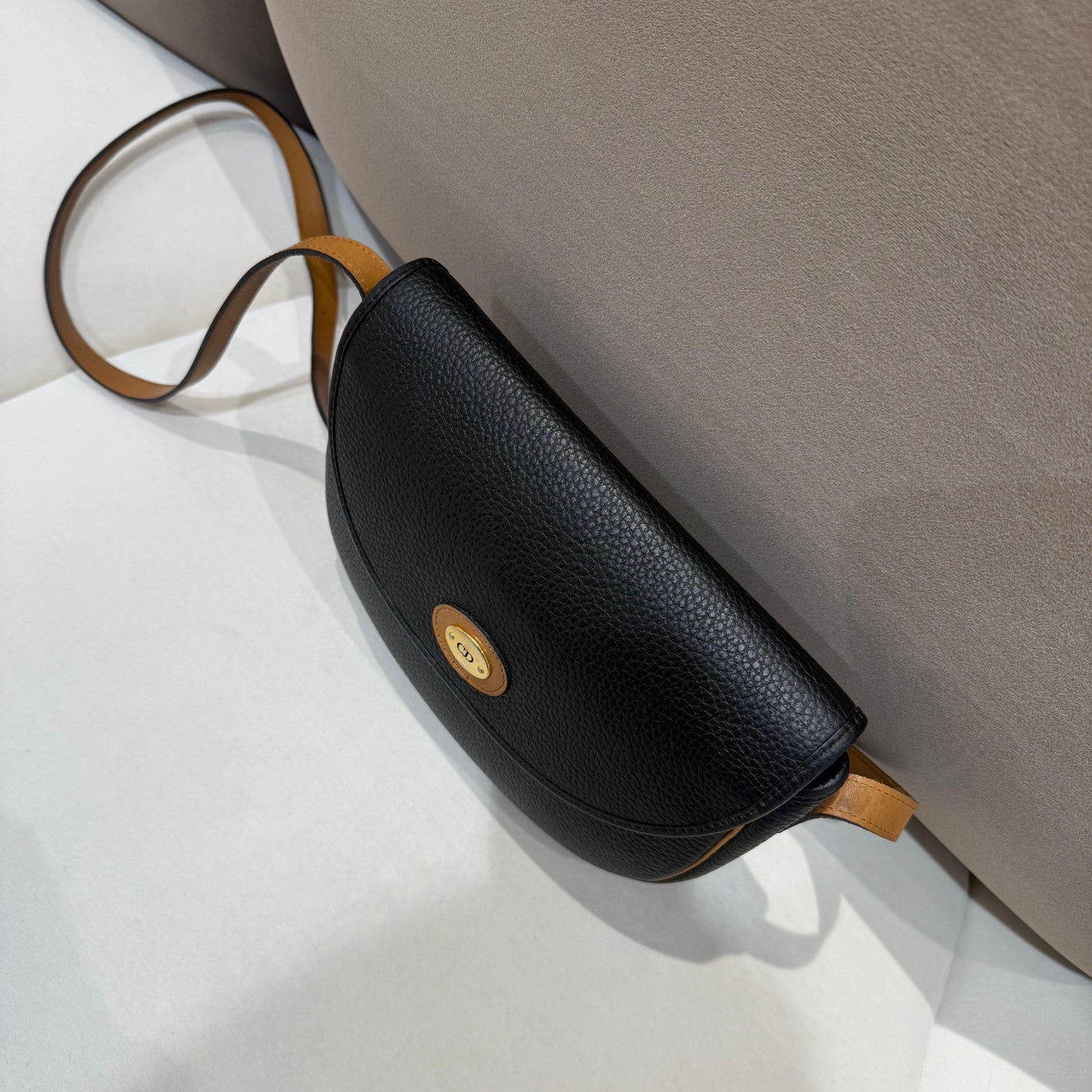 Christian Dior Vintage Cd Logo Leather Shoulder Bag