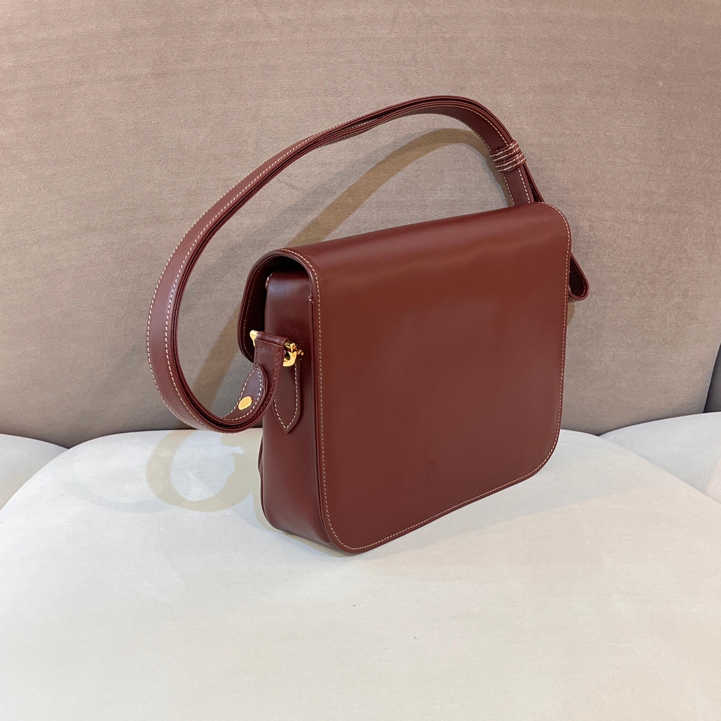 Cartier Vintage Mast Line Bordeaux Leather Shoulder Bag